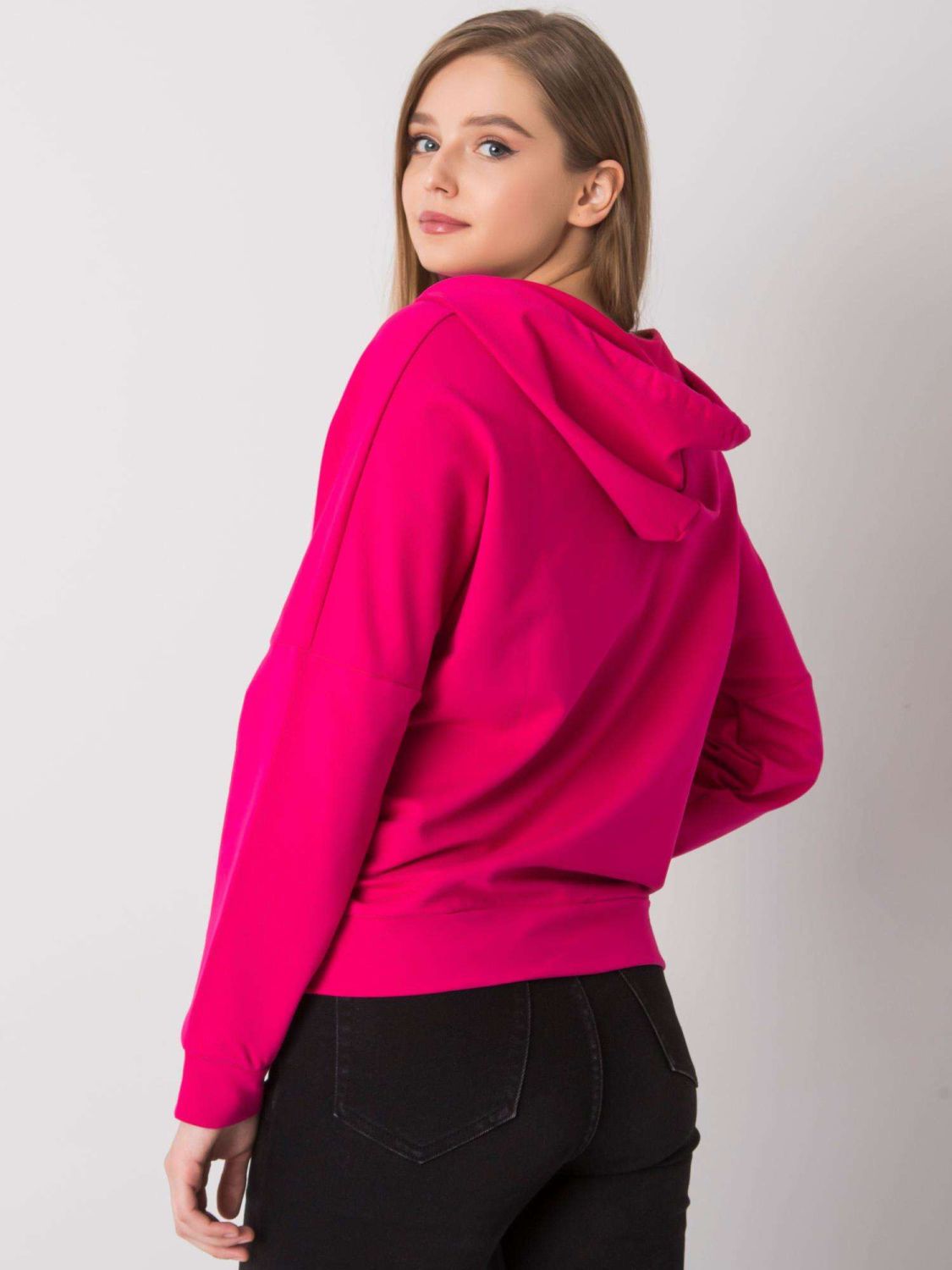 Felpa rosa con cappuccio e zip