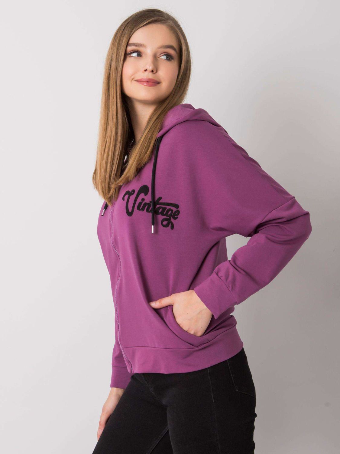 Felpa viola con zip e cappuccio