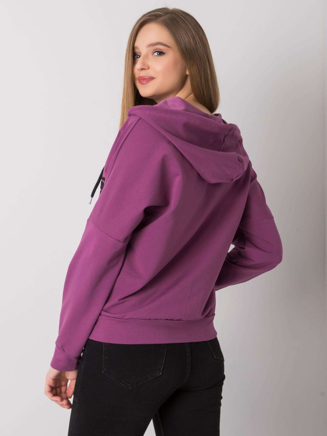 Felpa viola con zip e cappuccio