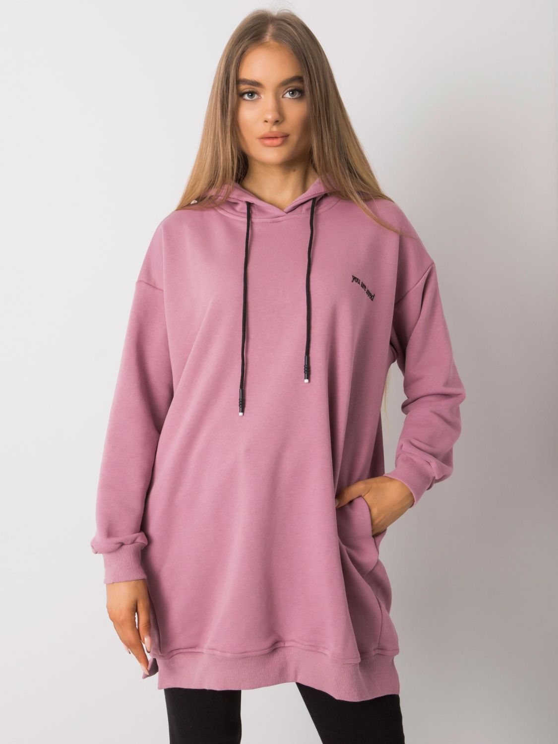 Felpa rosa da donna con cappuccio
