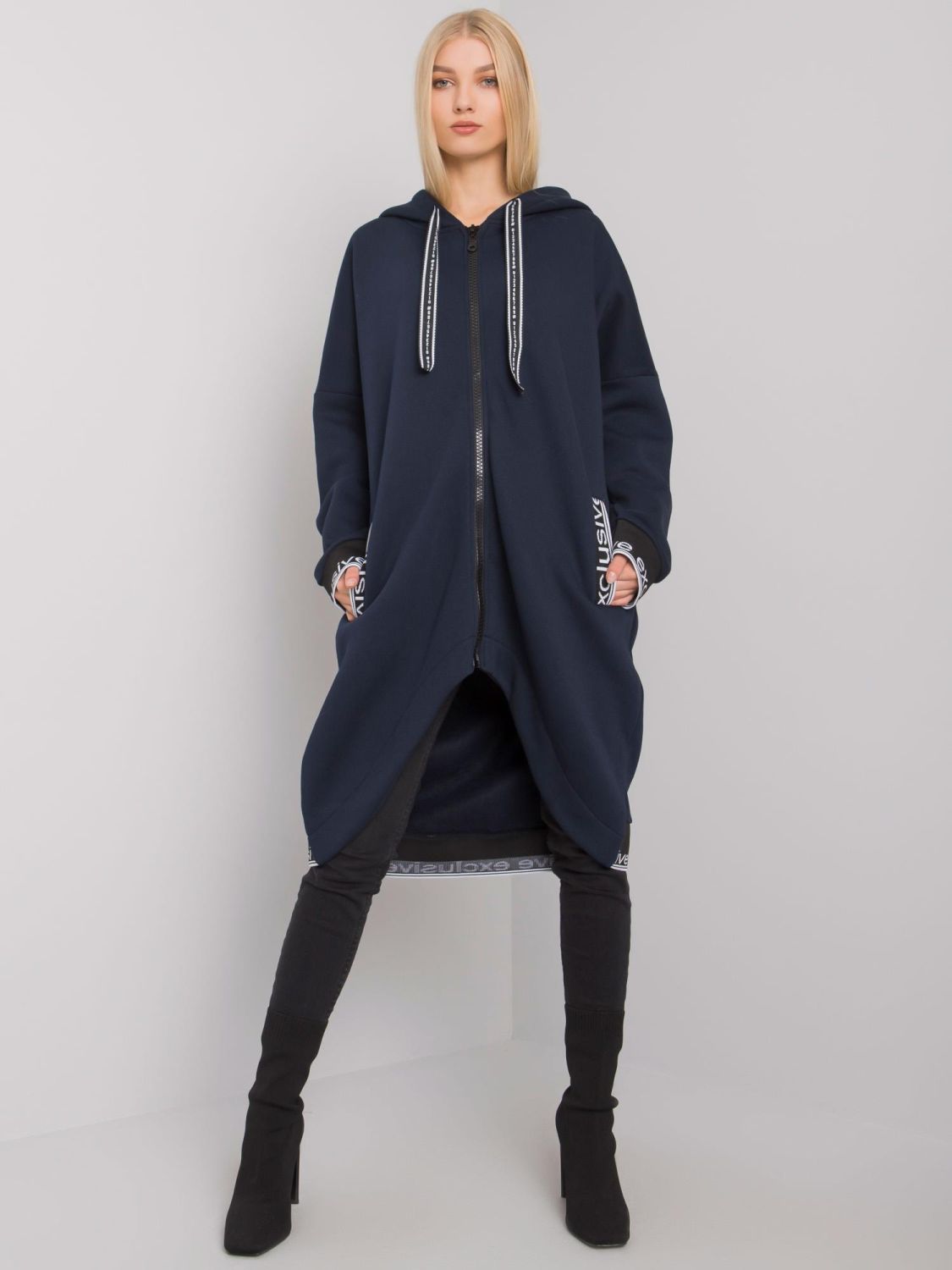 Felpa donna blu navy con zip