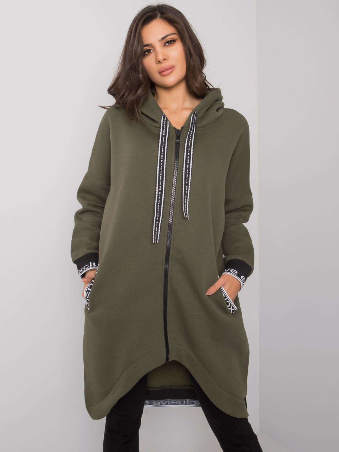 Felpa khaki da donna con zip