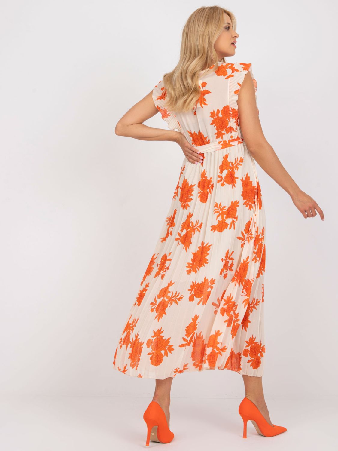 Elegante abito midi arancione