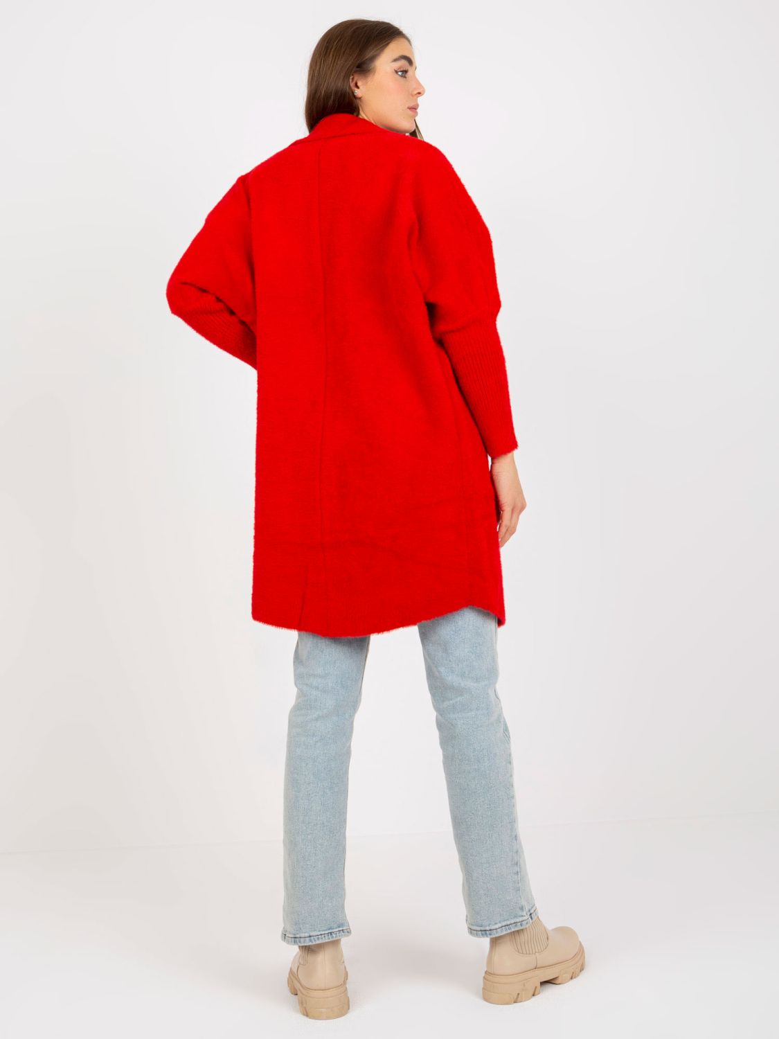 Cappotto rosso da donna in alpaca con tasche Eveline