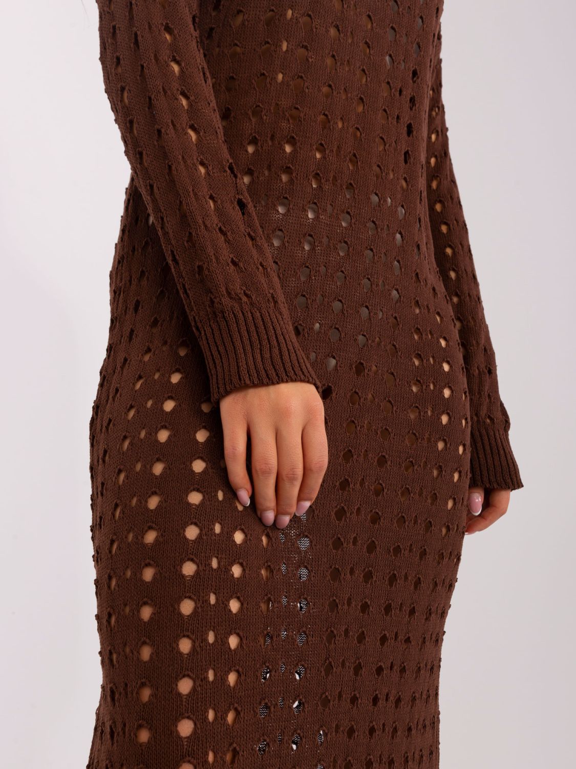 Abito maxi in maglia marrone scuro