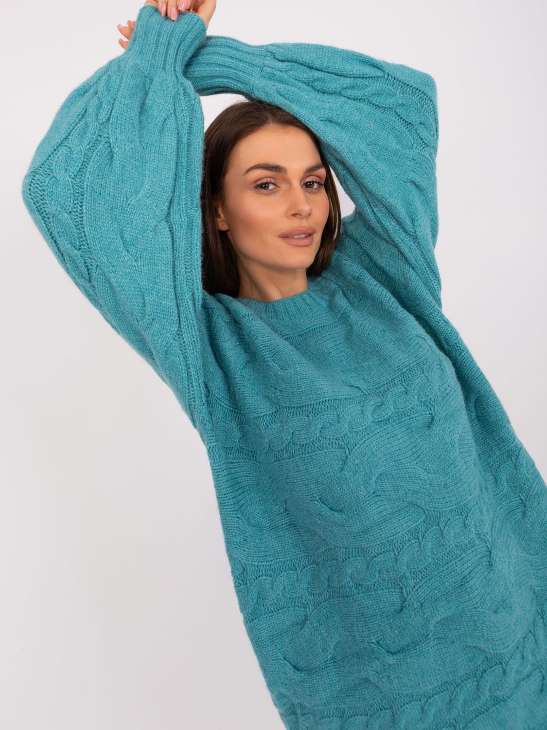 Tirkizna oversize pletena haljina