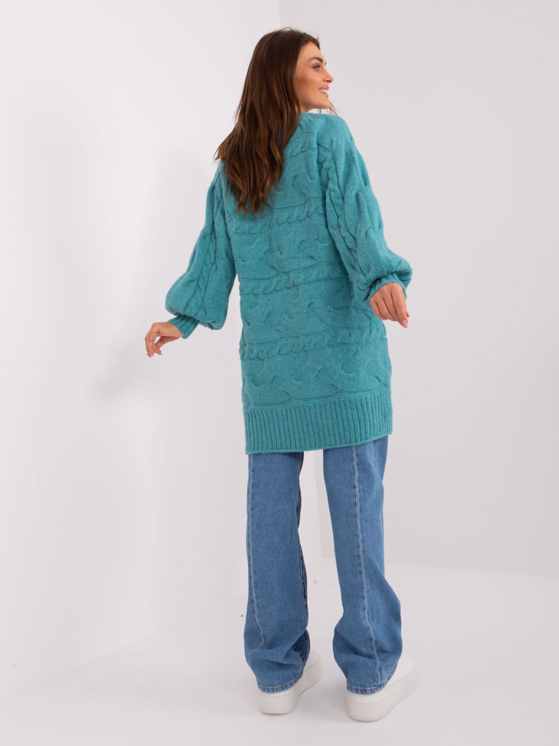 Tirkizna oversize pletena haljina