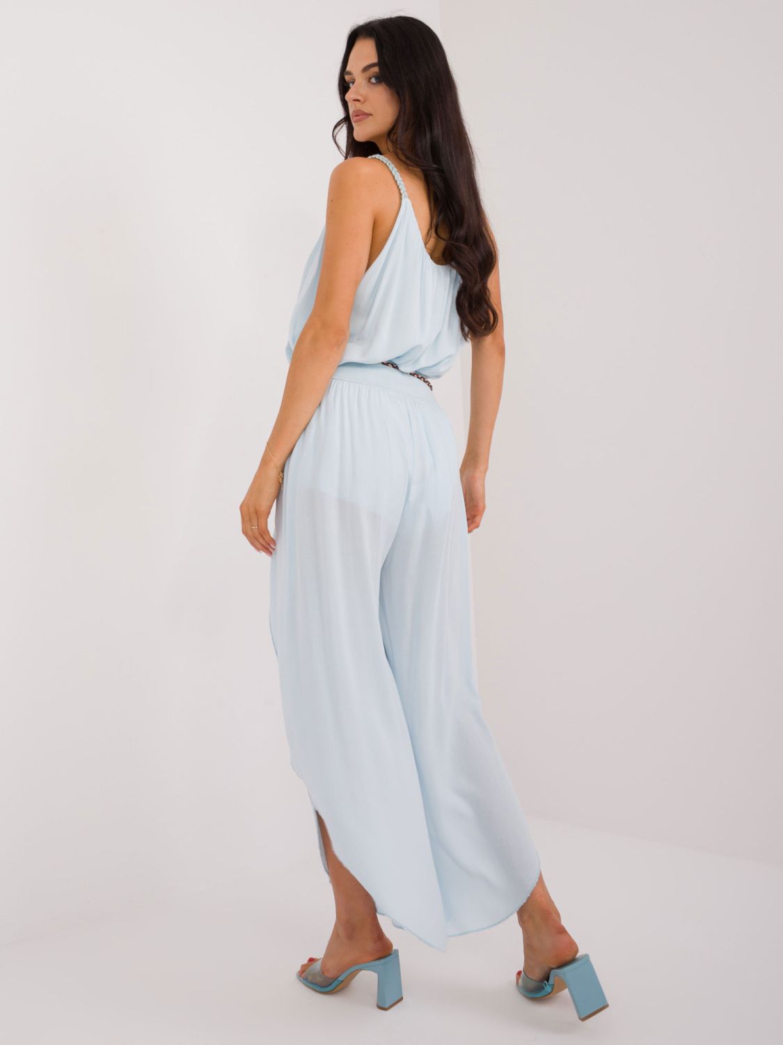 Pantaloni blu eleganti a vita alta
