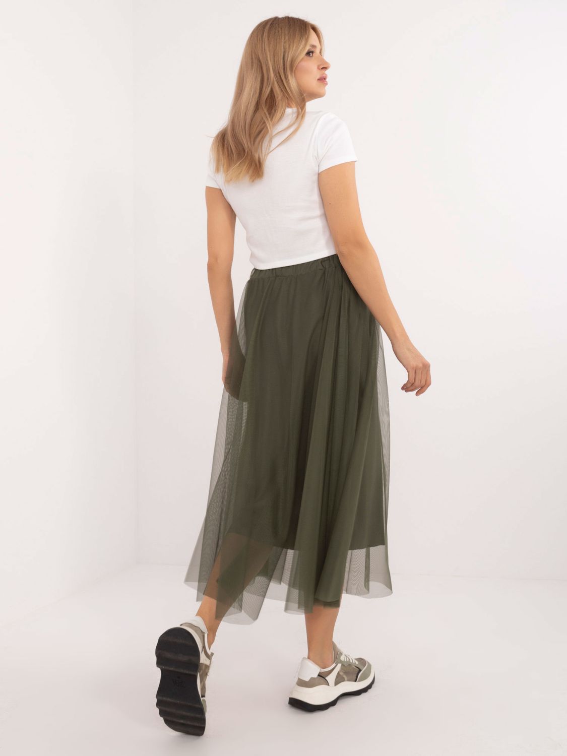 Gonna midi in tulle khaki