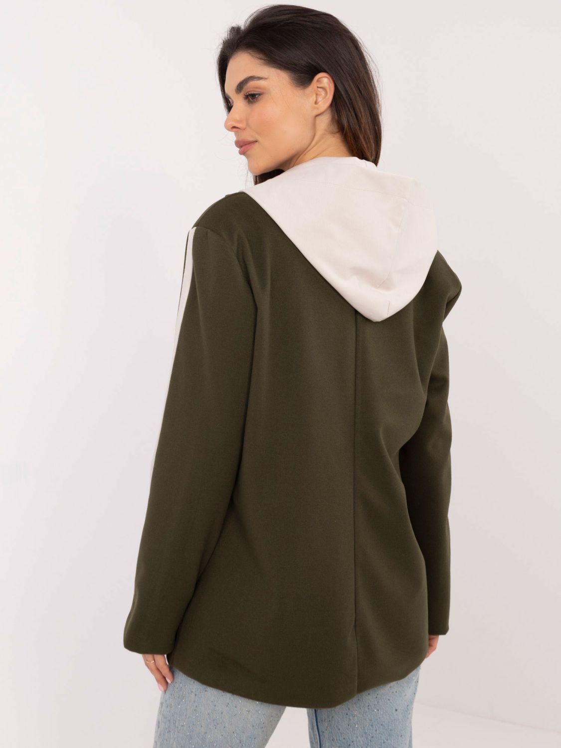 Blazer khaki elegante con cappuccio