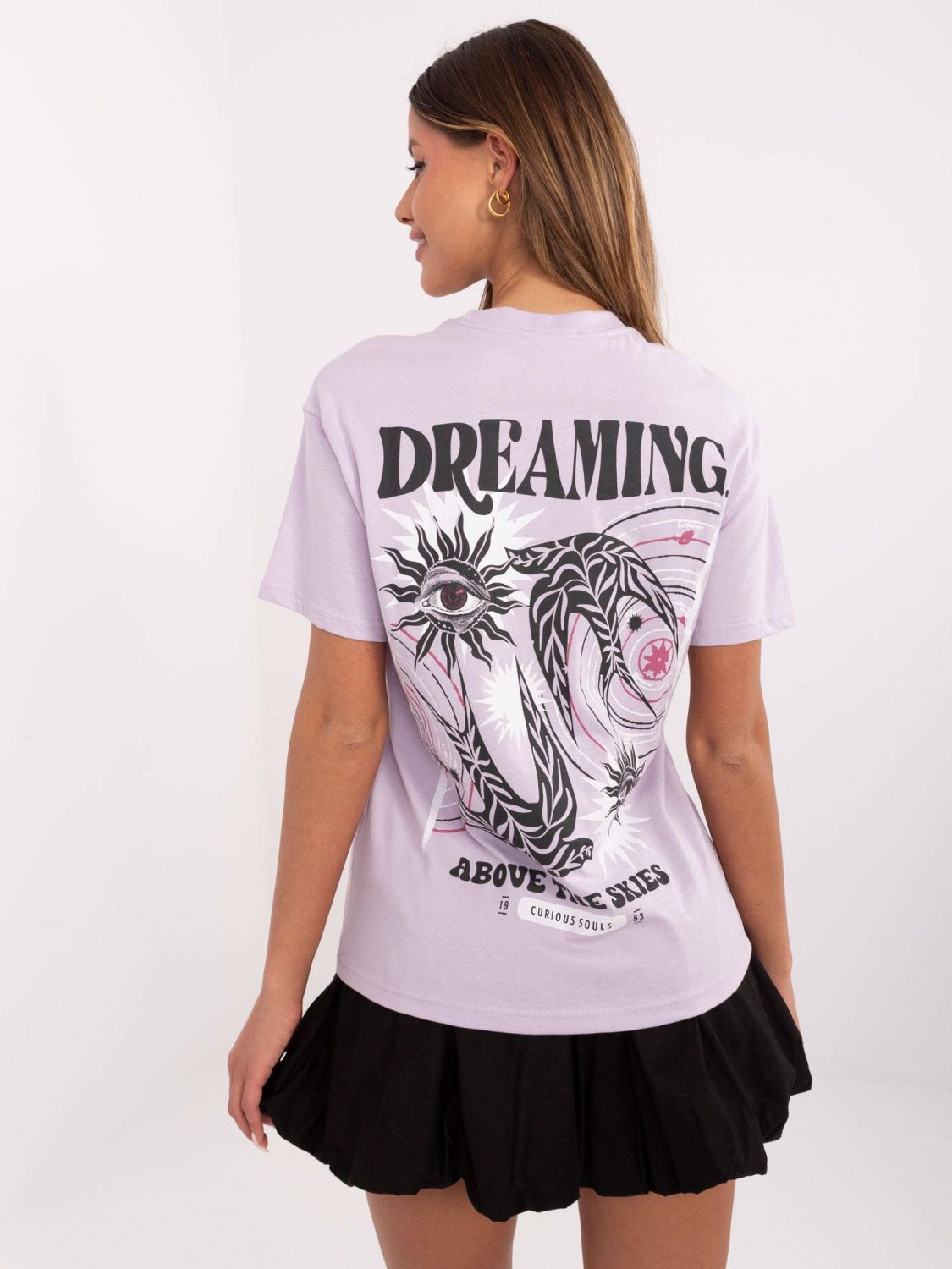 T-shirt viola stilosa con stampa