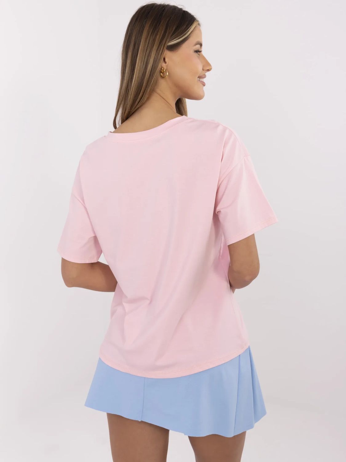 T-shirt elegante a maniche corte in rosa chiaro