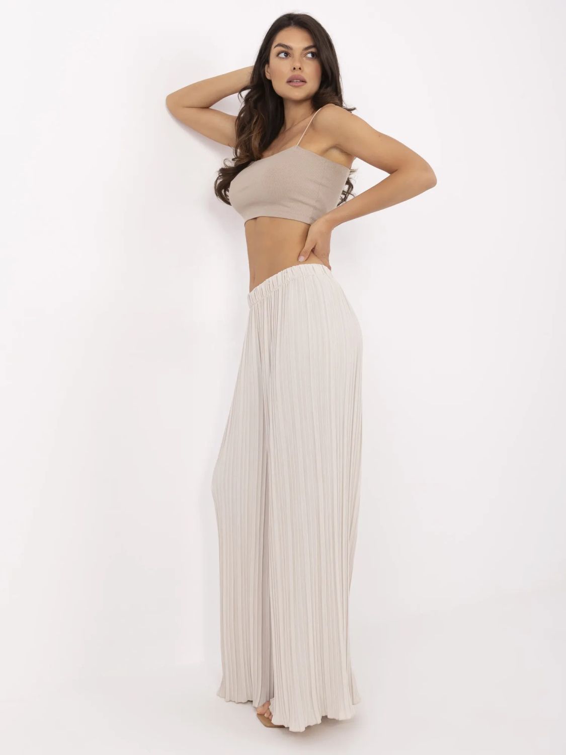 Pantaloni larghi beige