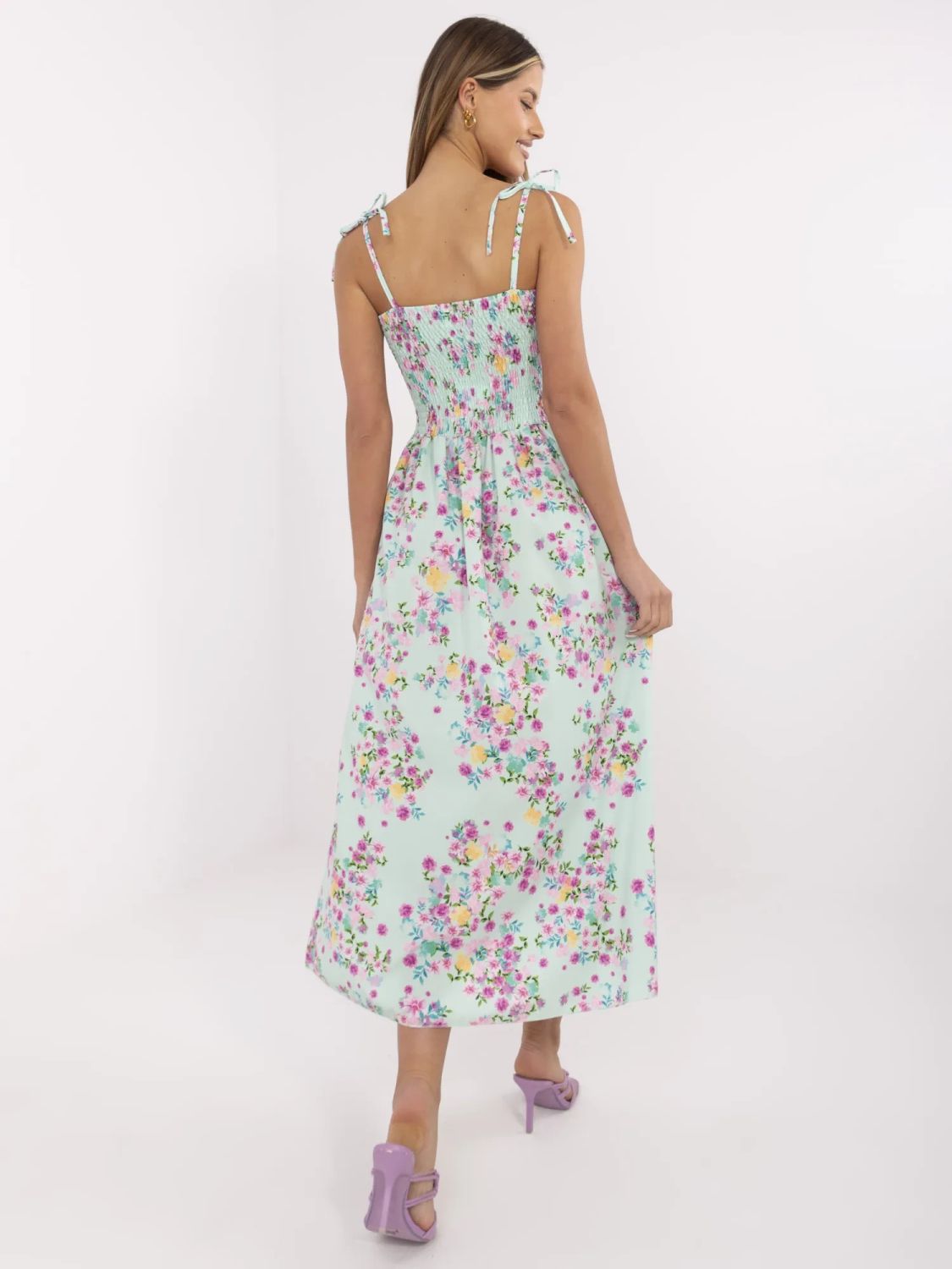 Abito midi floreale con spalline