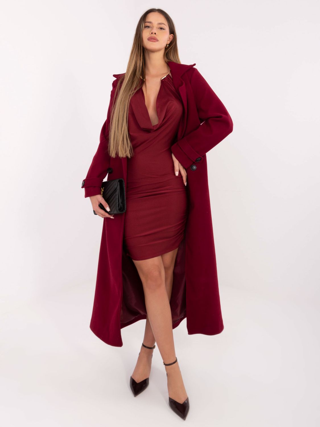 Elegantna bordo maxi haljina