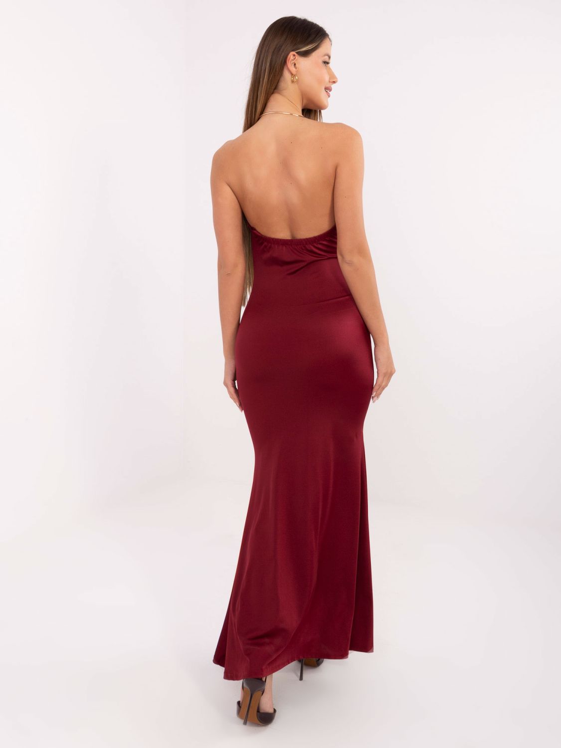 Elegantna bordo maxi haljina