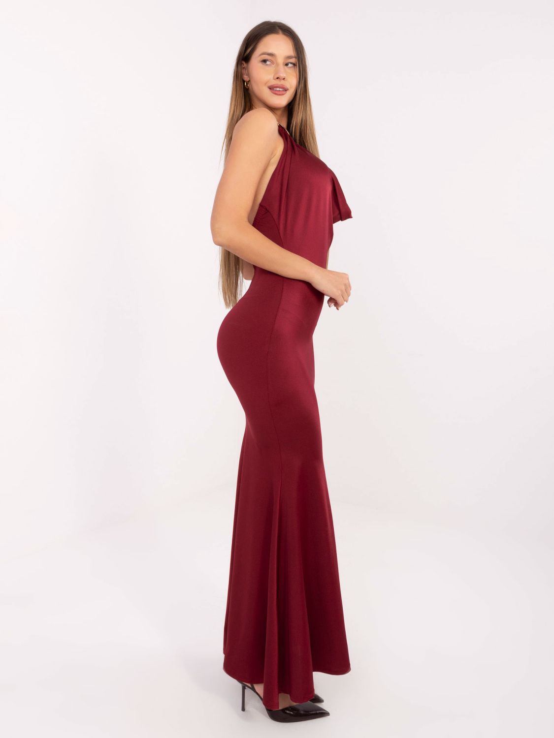 Elegantna bordo maxi haljina