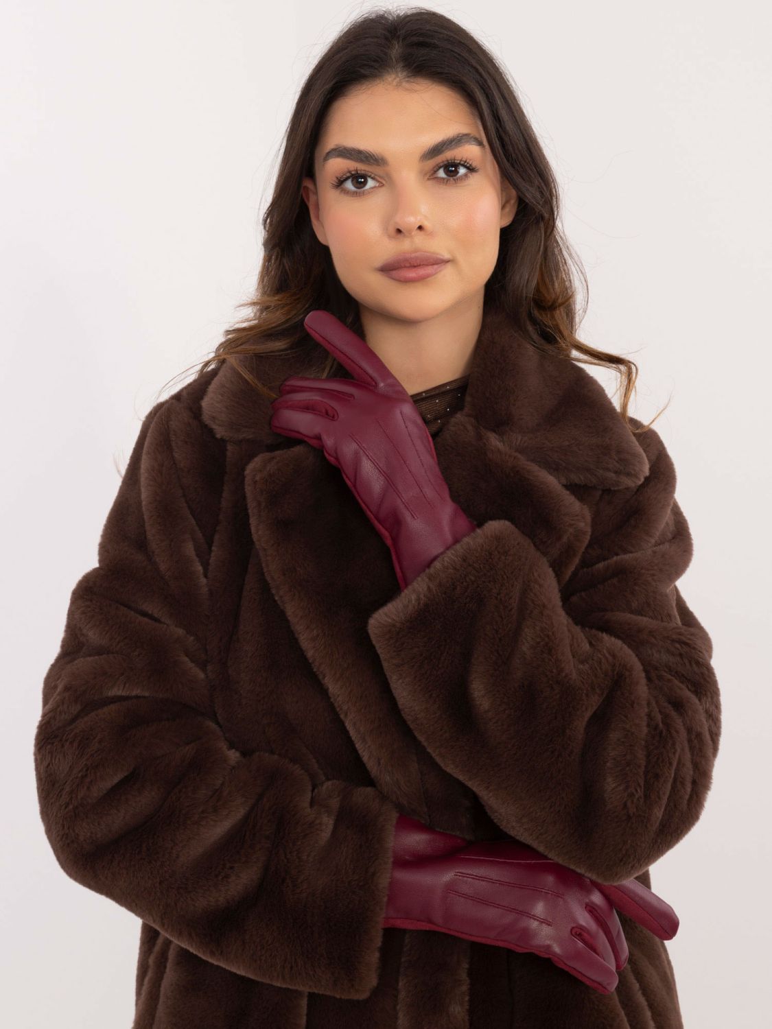 Guanti da donna imbottiti color bordeaux