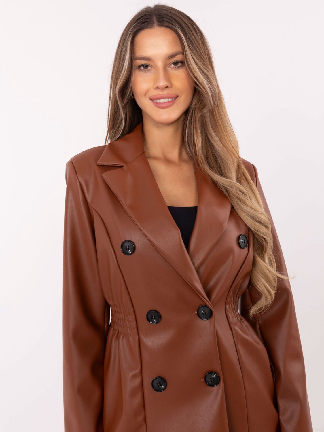 Blazer donna marrone con chiusura doppiopetto