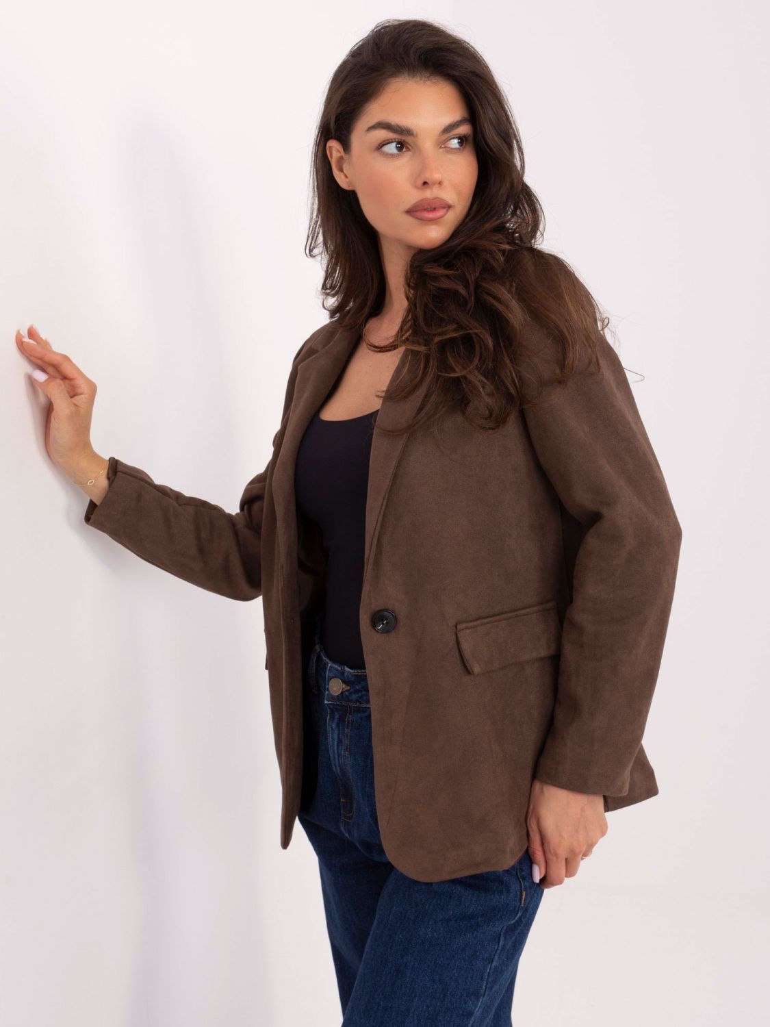 Blazer donna marrone con fodera e bottoni