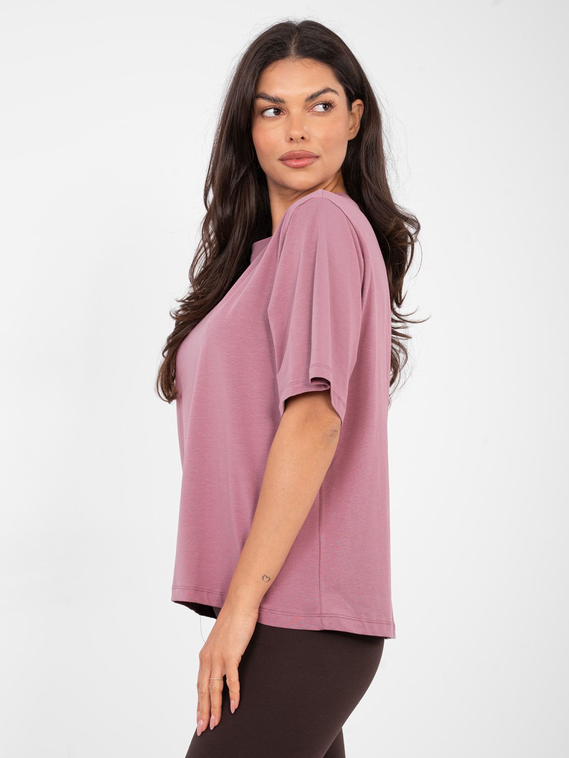 T-shirt da donna in cotone rosa scuro