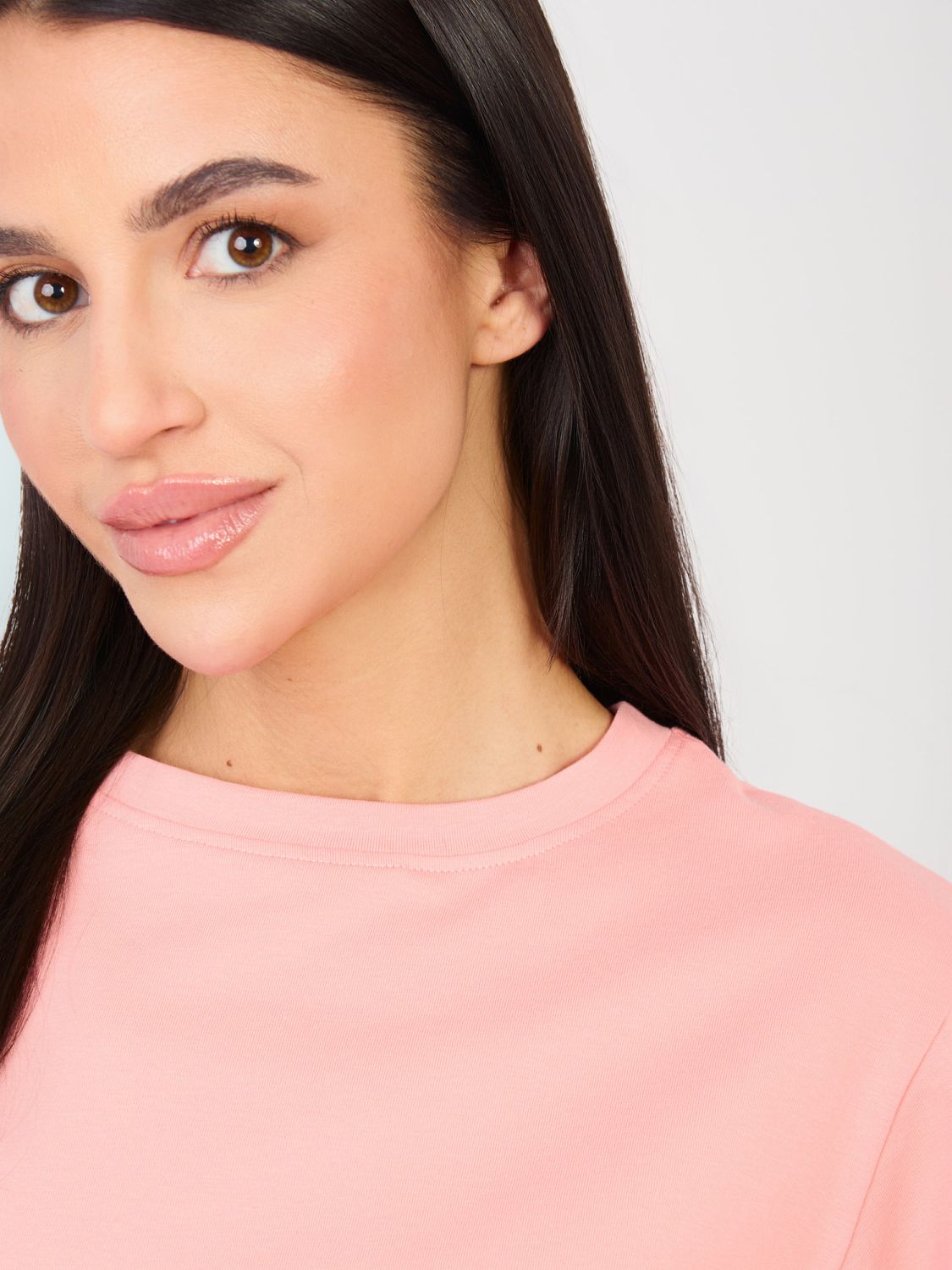 T-shirt da donna in cotone color pesca