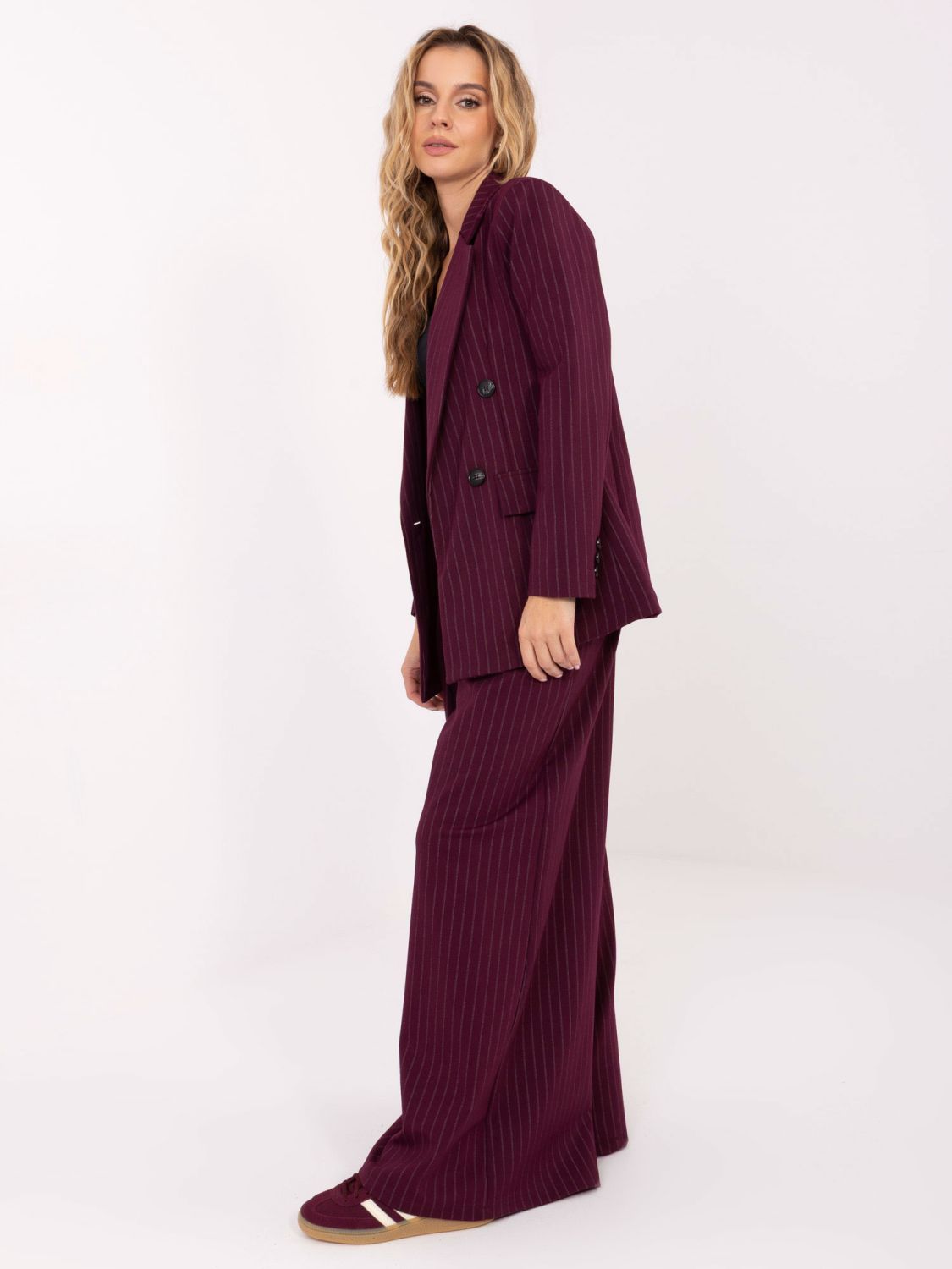 Blazer elegante bordeaux a righe