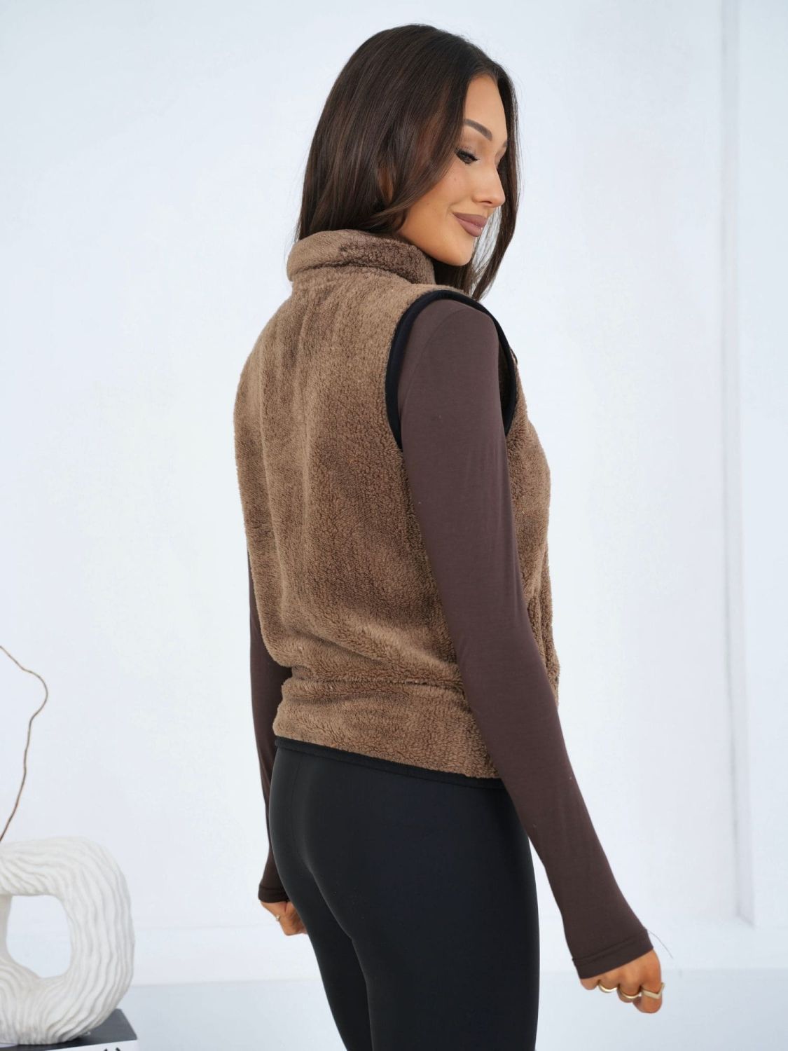 Gilet in pelliccia sintetica beige
