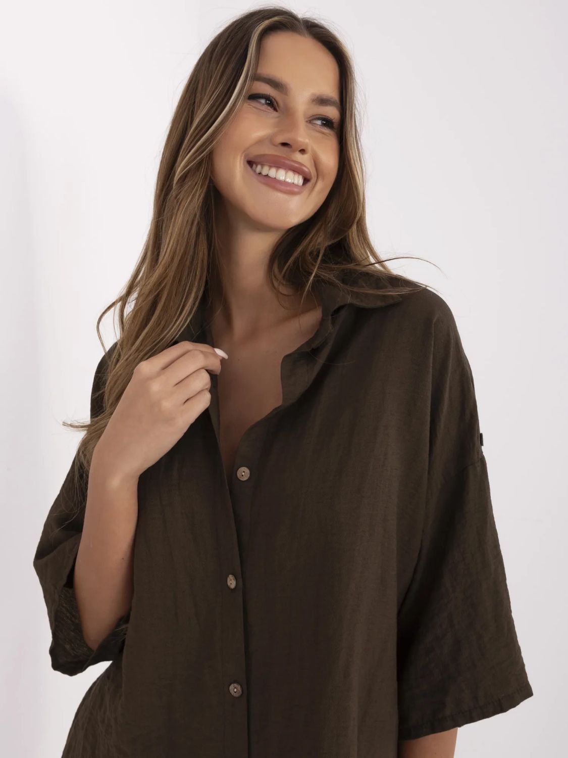 Blusa marrone con maniche 3/4