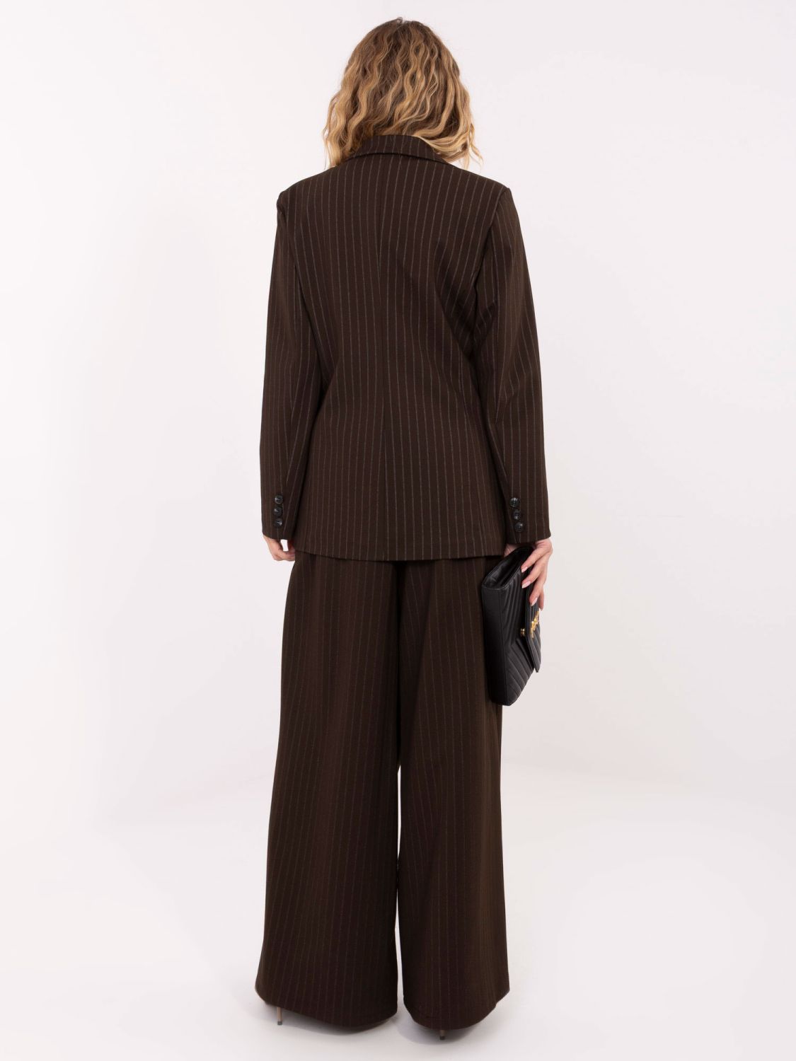 Blazer elegante marrone a righe