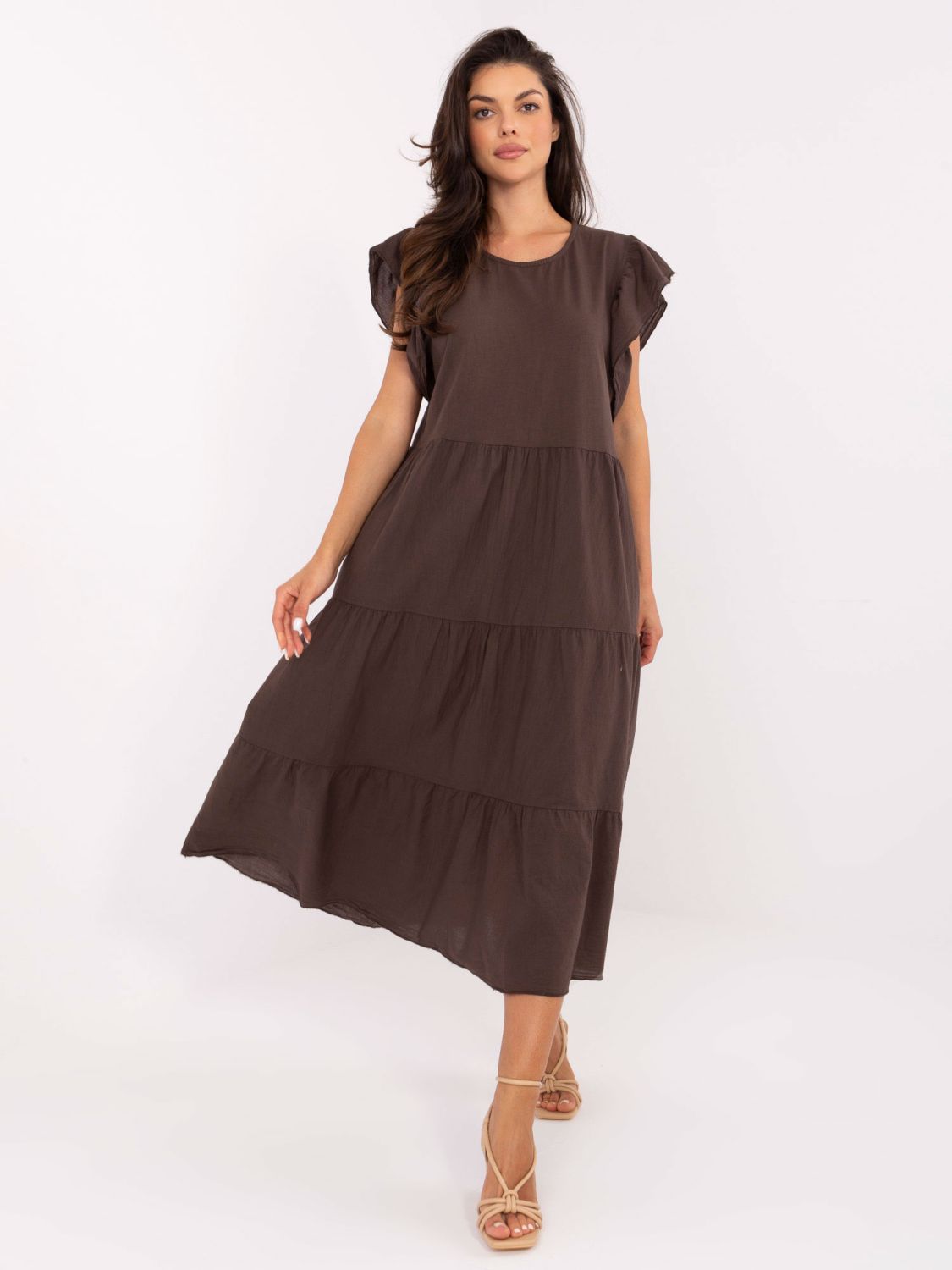 Abito midi oversize in marrone scuro