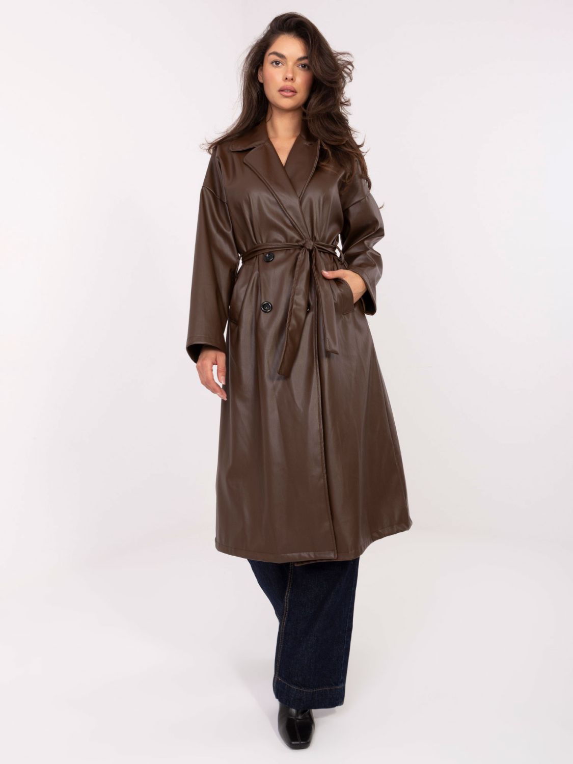 Cappotto donna di transizione marrone scuro