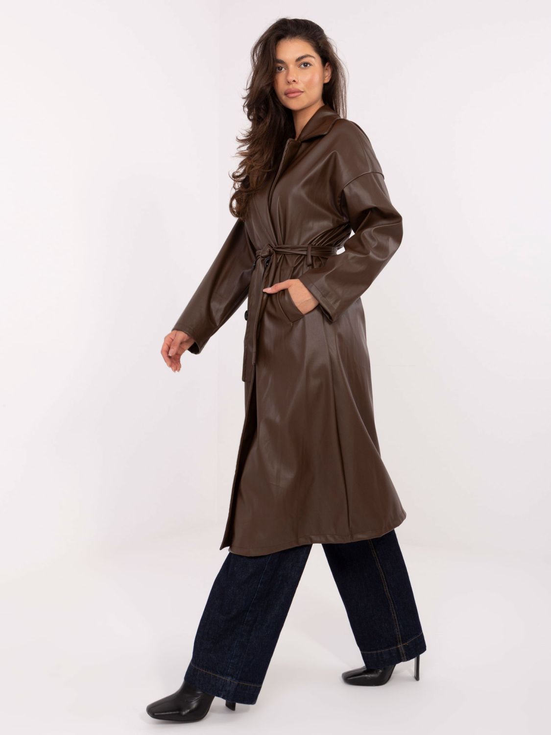 Cappotto donna di transizione marrone scuro