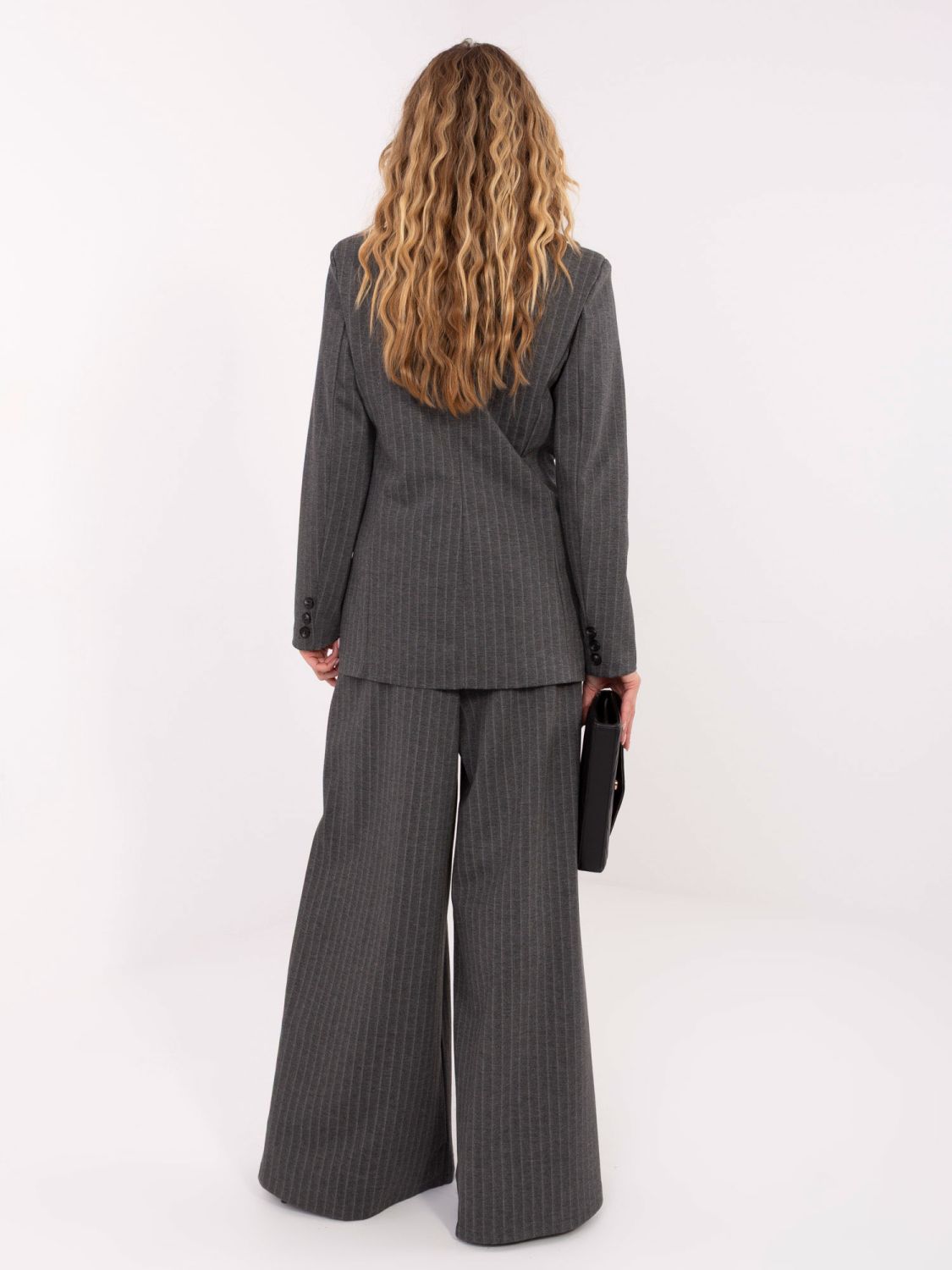 Blazer elegante da donna a righe, grigio scuro