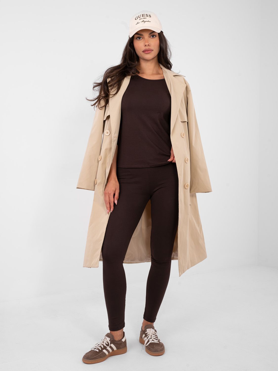 Tamnosmeđe pamučne tajice s uskim nogavicama