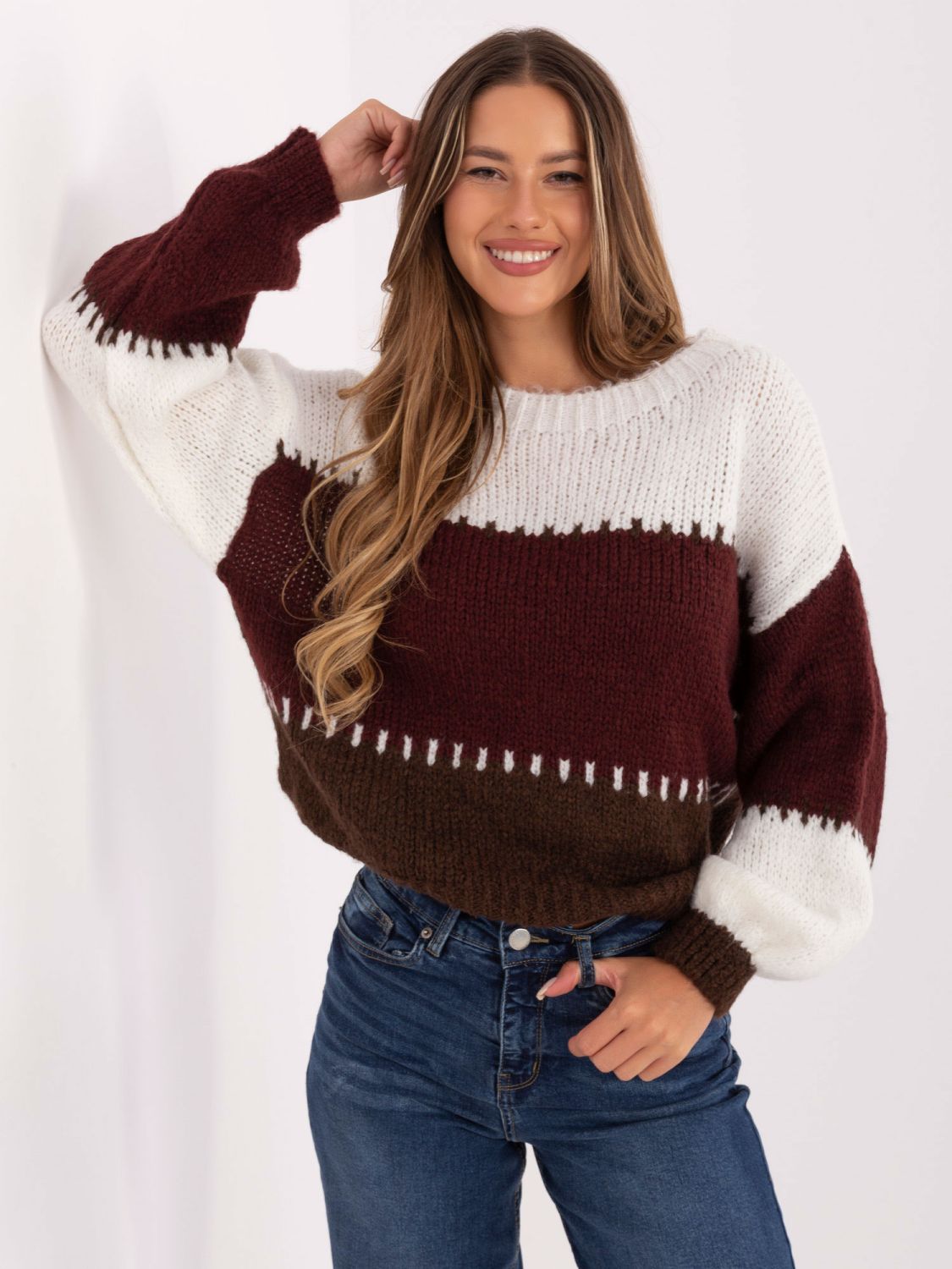 Maglione a righe in bordeaux