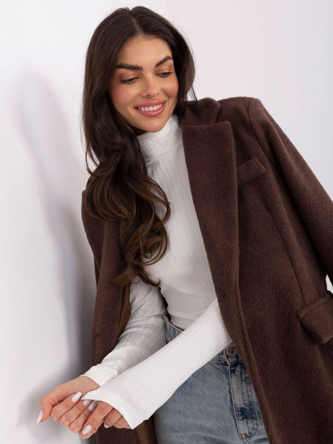 Blusa dolcevita in cotone a costine ecru