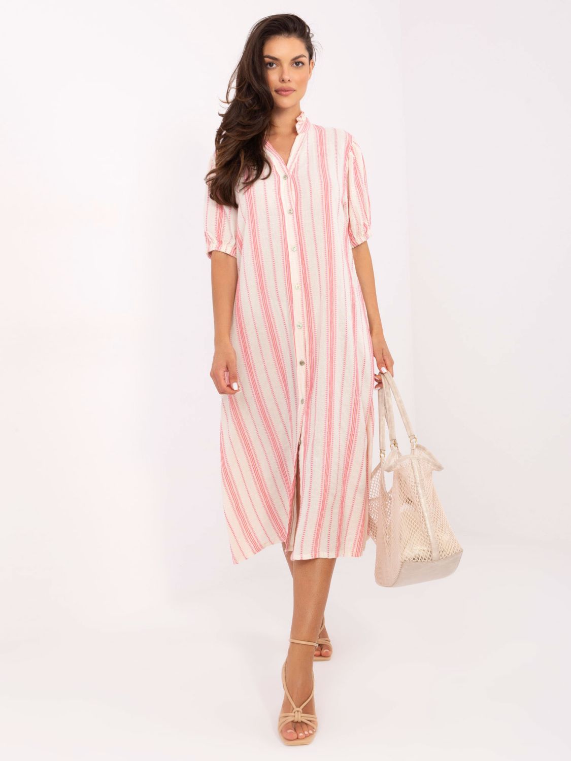 Abito oversize bianco-rosa