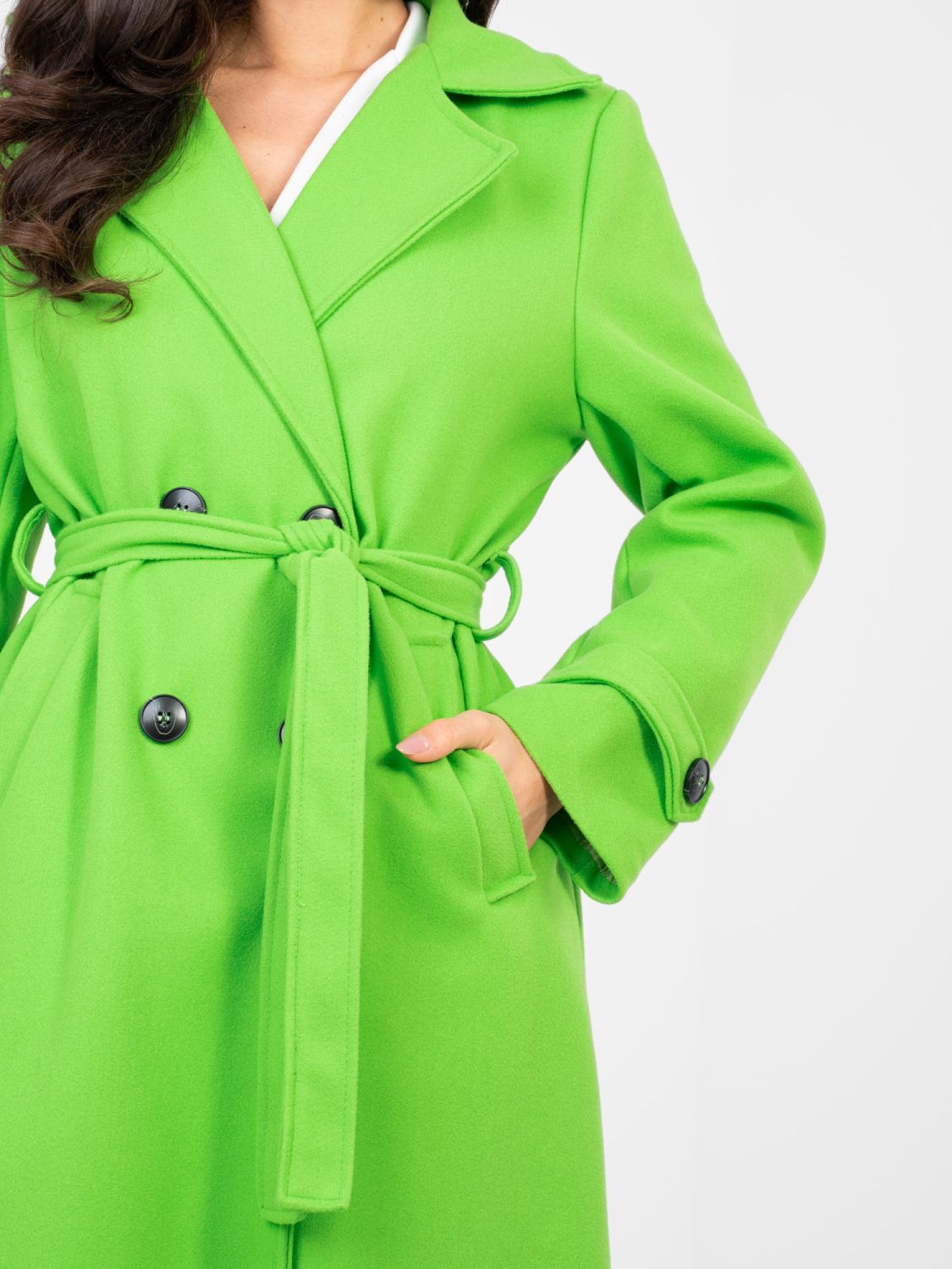 Elegante cappotto donna di mezza stagione verde neon