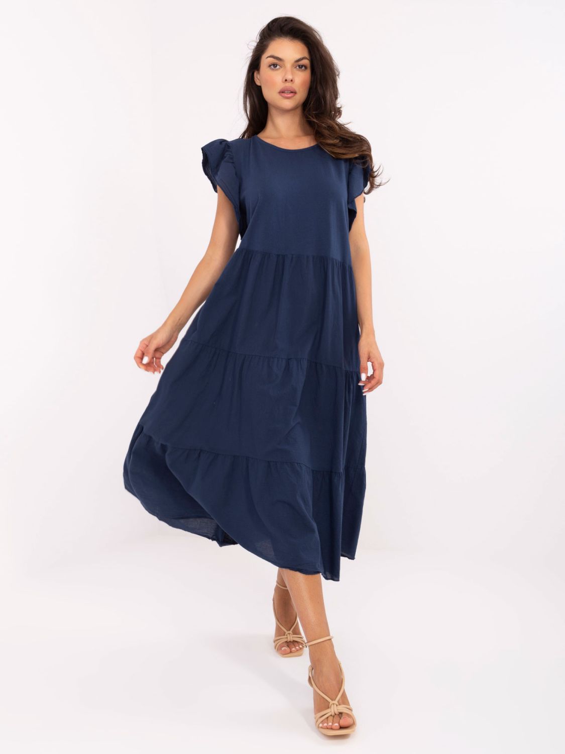Abito oversize blu con volant