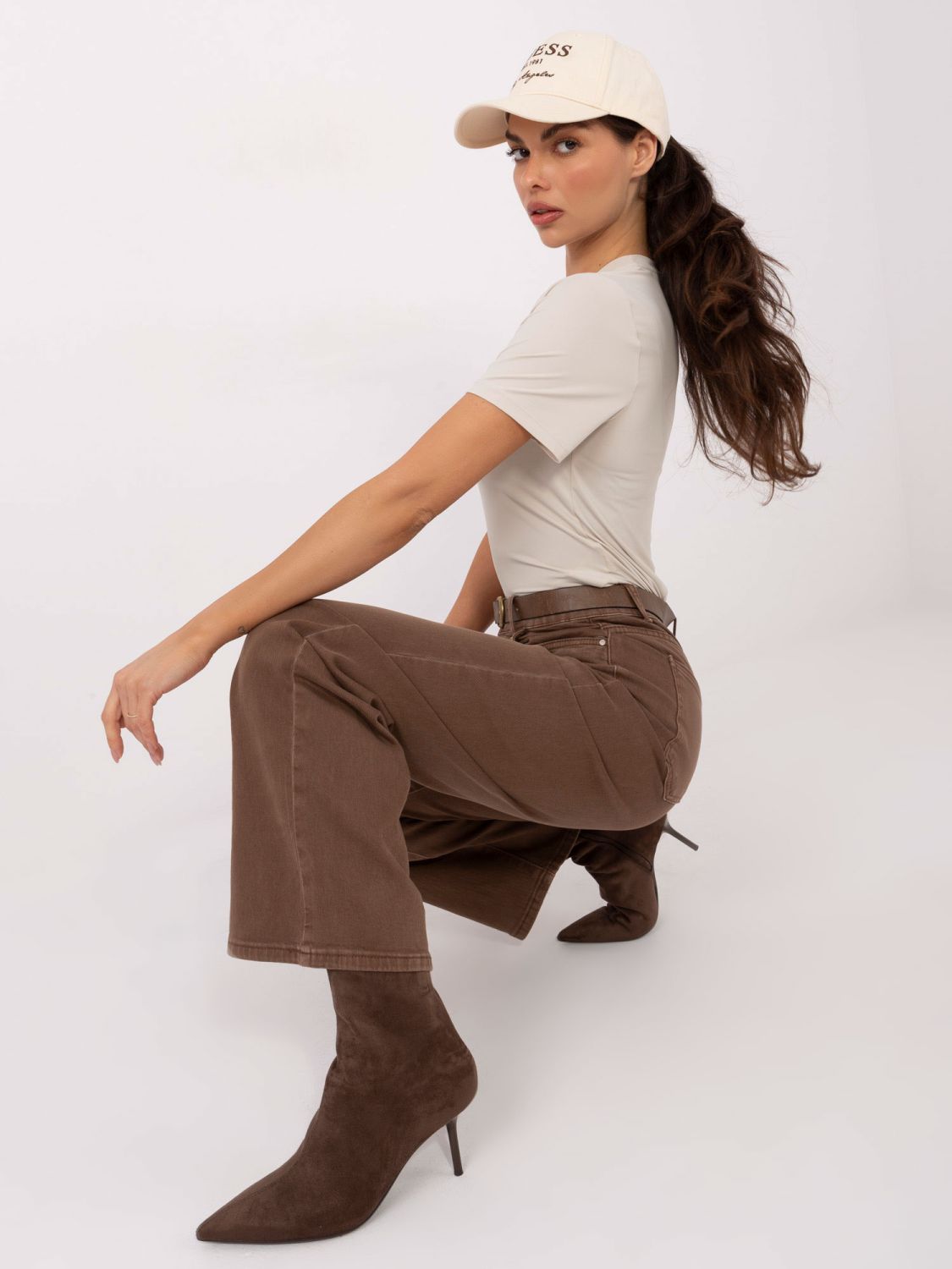 Blusa beige liscia a manica corta