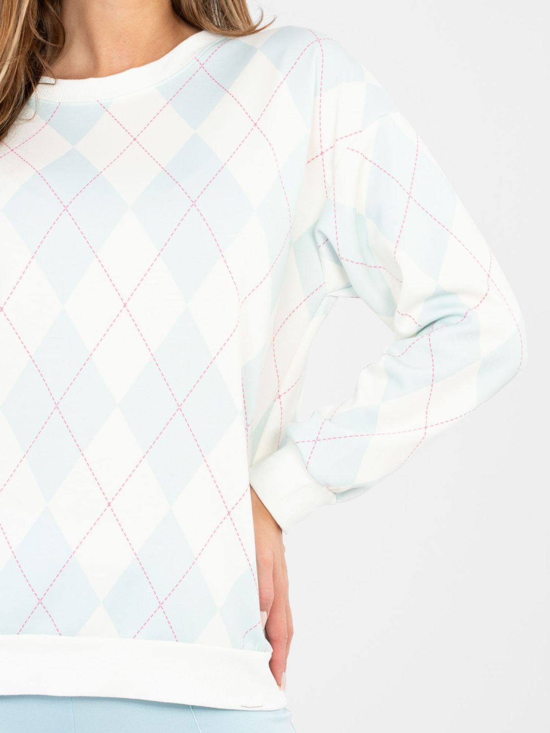 Felpa donna menta con motivo geometrico