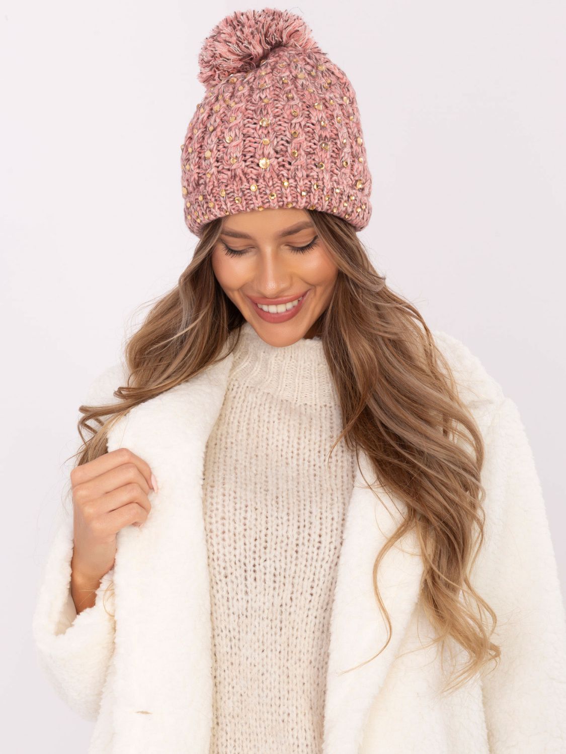 Cappello invernale rosa con applicazione