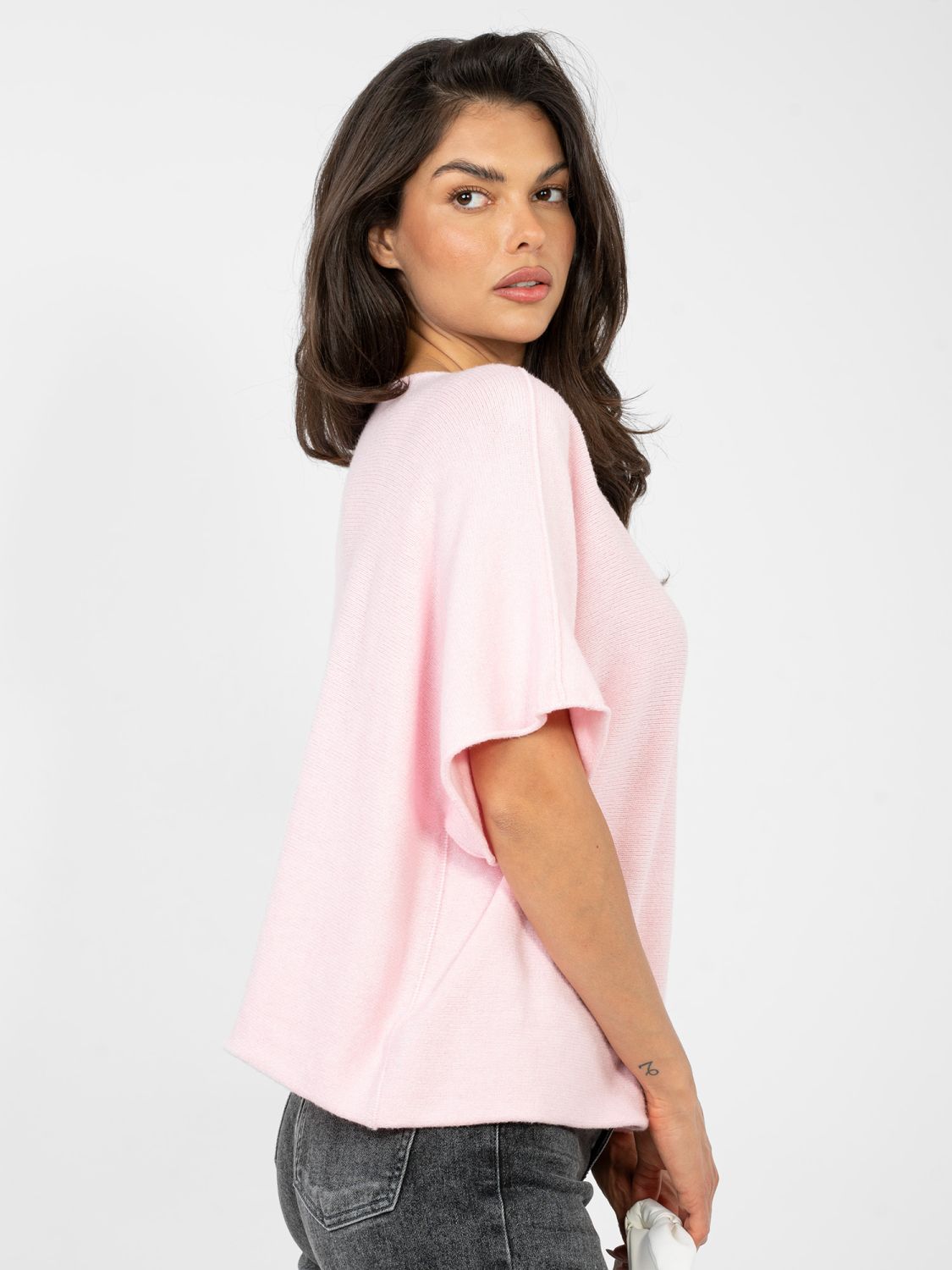 Maglione corto elegante rosa chiaro