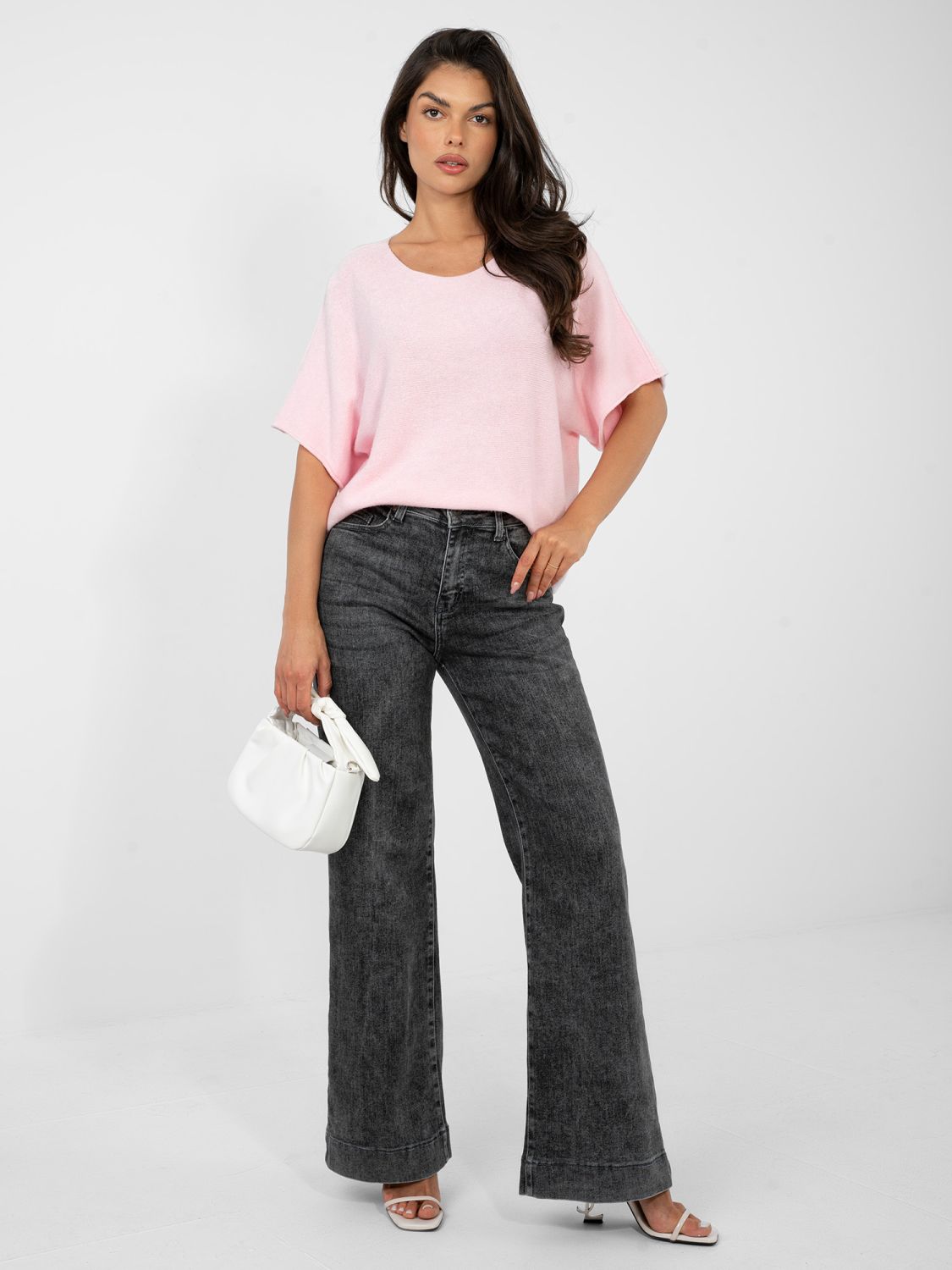 Maglione corto elegante rosa chiaro