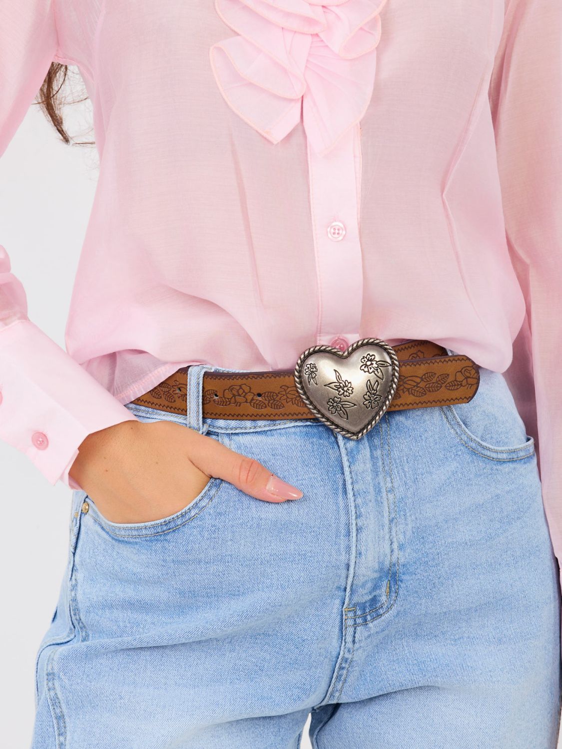 Jeans mom da donna a vita alta con cintura, blu