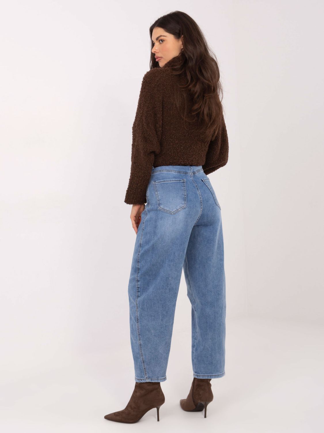 Ženske balloon traperice visokog struka, plave