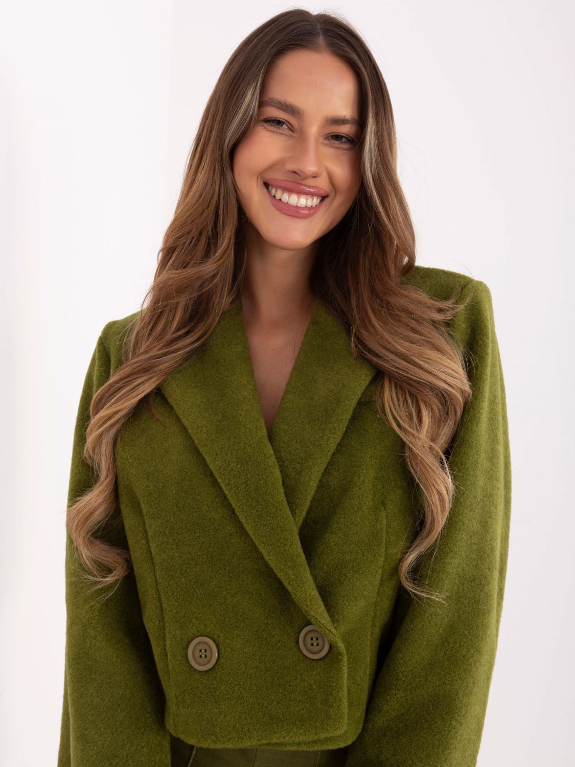 Cappotto corto elegante verde oliva