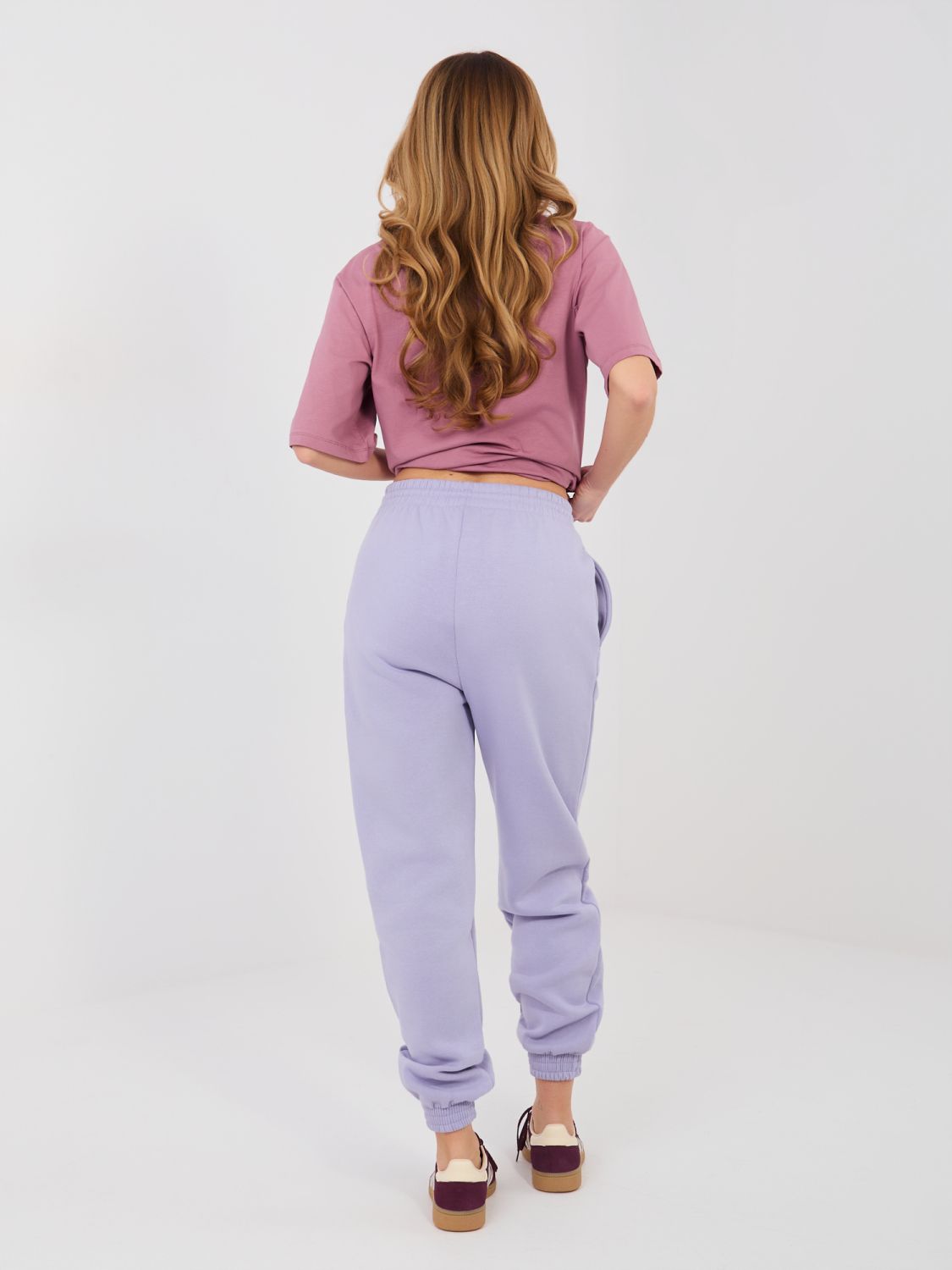 Ženske ljubičaste trenirke s visokim strukom