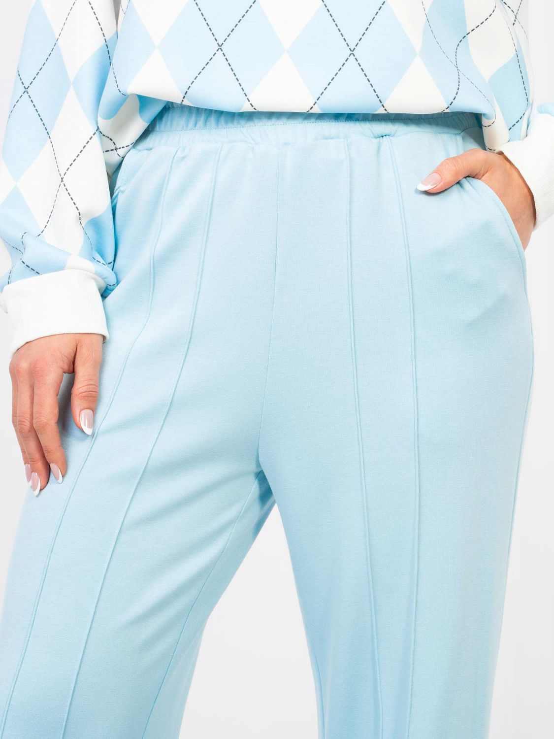 Pantaloni sportivi donna a gamba larga azzurri